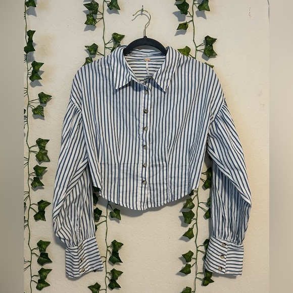 FREE PEOPLE Striped Button Down Top - Picture 1 of 5